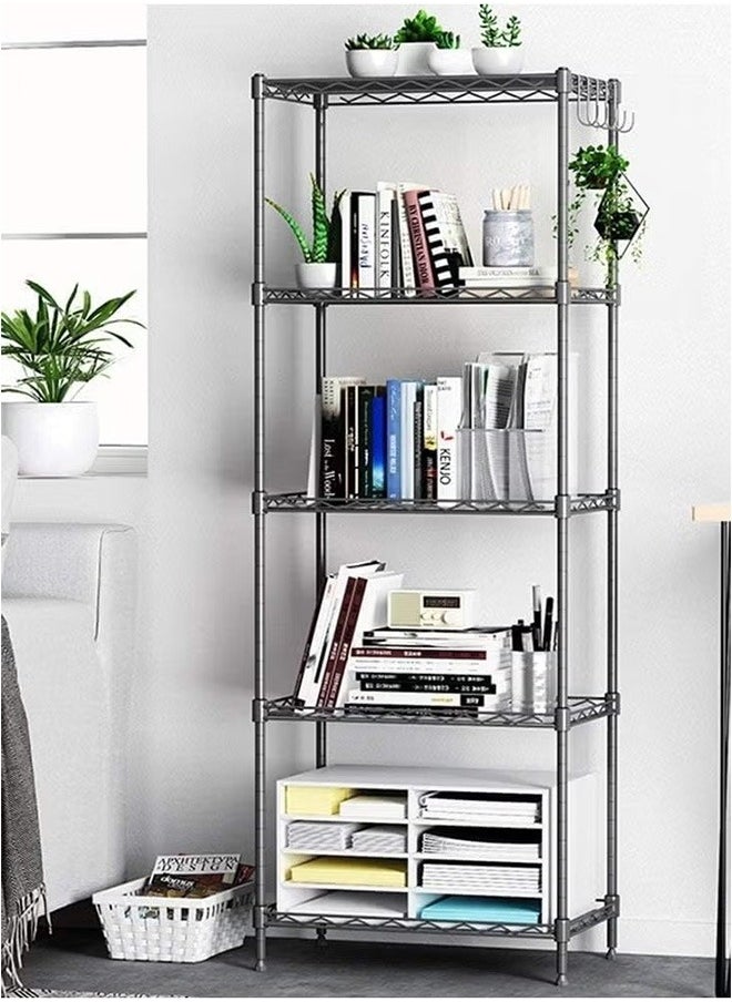 5-Layer Iron Wire Storage Rack Metal Shelf Kitchen Bathroom Storage Rack, Black