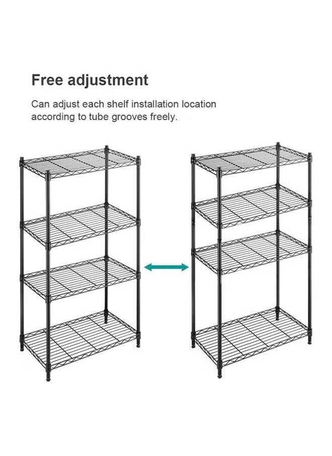 4-Layer Iron Wire Storage Rack Metal Shelf Kitchen Bathroom Storage Rack, Black