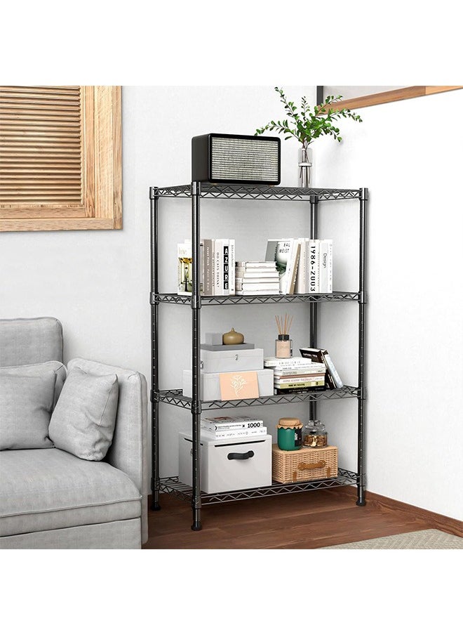 4-Layer Iron Wire Storage Rack Metal Shelf Kitchen Bathroom Storage Rack, Black