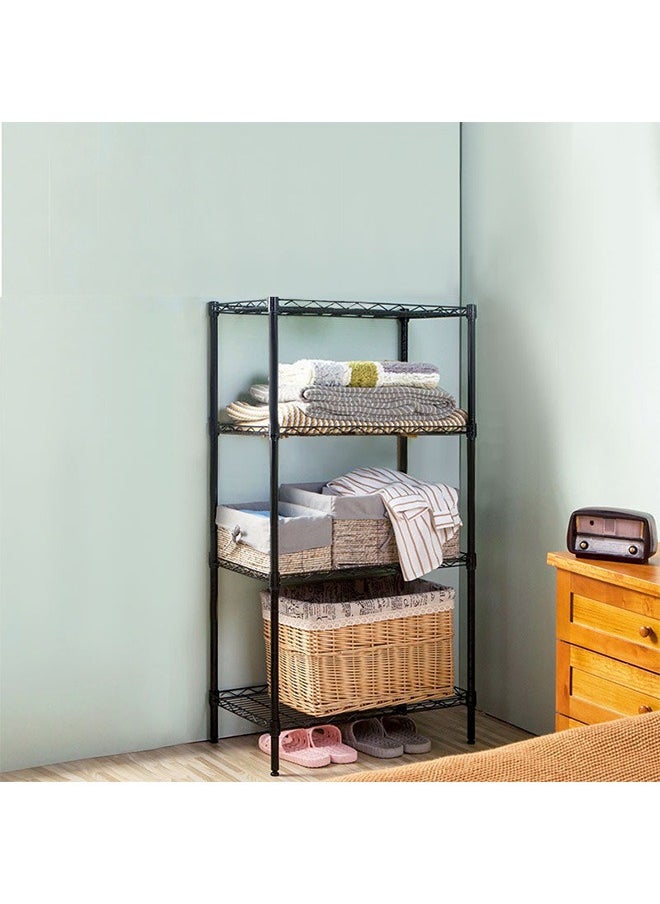 4-Layer Iron Wire Storage Rack Metal Shelf Kitchen Bathroom Storage Rack, Black