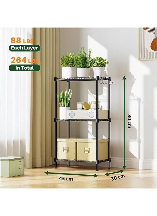 3-Layer Iron Wire Storage Rack Metal Shelf Kitchen Bathroom Storage Rack, Black