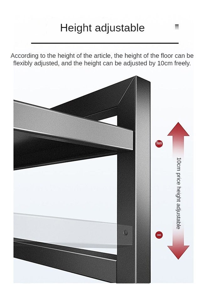 Extendable Microwave Oven Rack,Microwave/Toaster Shelf Heavy Duty Stand Kitchen Counter Top Organizer  Adjustable Height & Length,1-Tier with 6 Hooks  75KG Weight Capacity