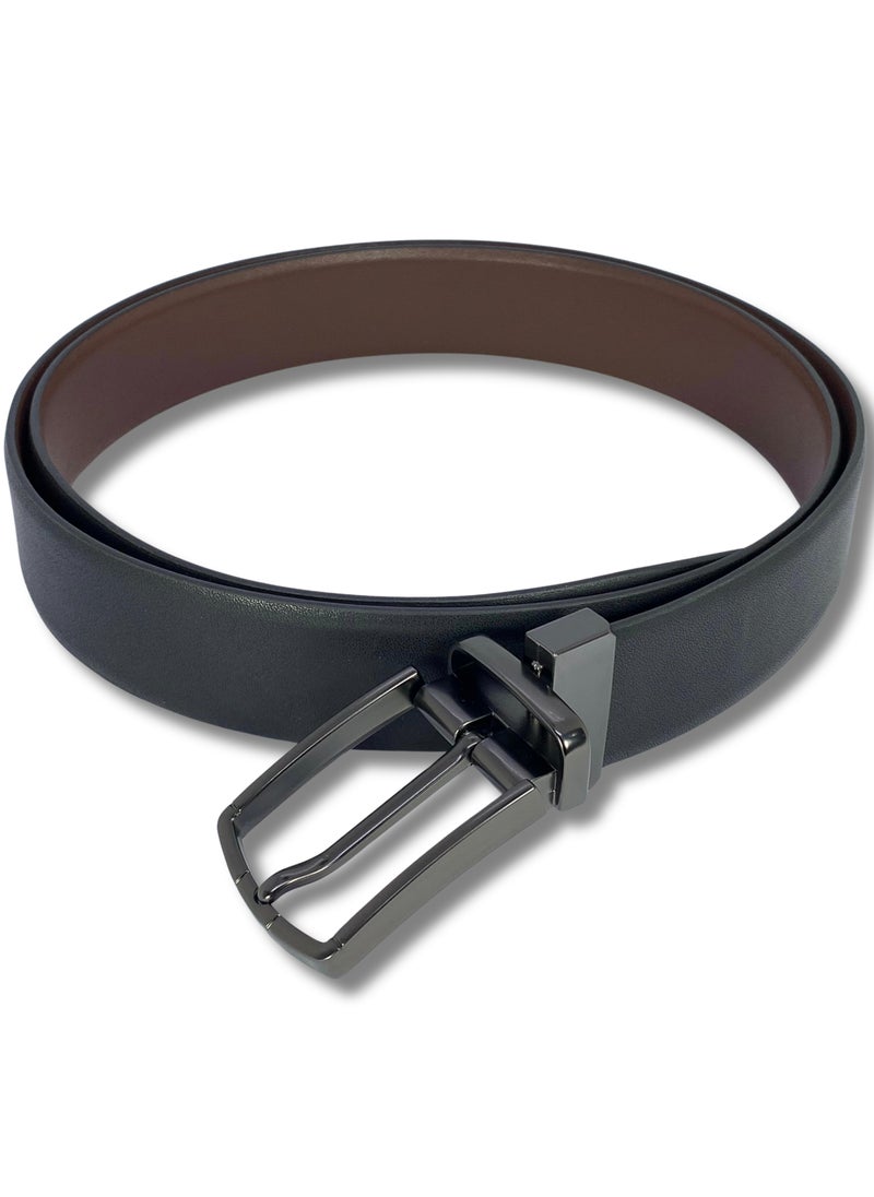 Classic Milano Genuine Leather Reversible Belt for Men | Black & Brown Formal Belt for Business or Office Wear | Men's Leather Belt