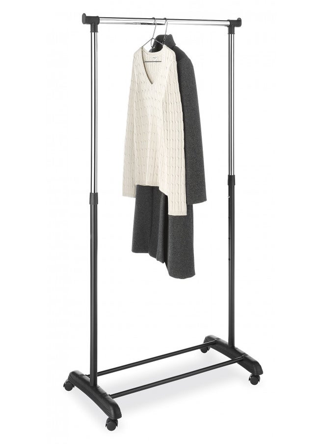 Whitmor Black and Chrome Adjustable Garment Rack-Rolling Clothes Organizer