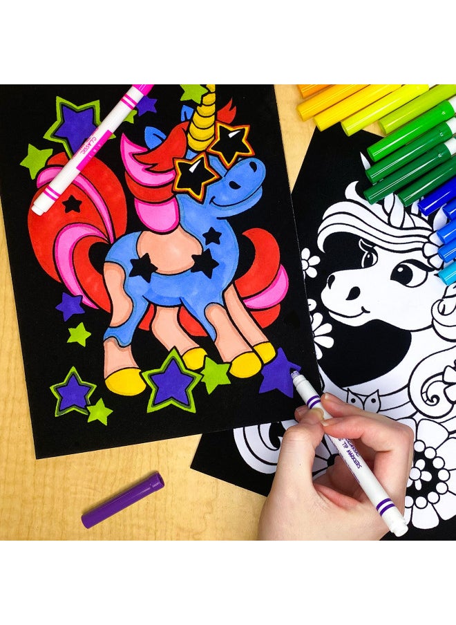 Super Pack of 18 Fuzzy Coloring Posters (Unicorns & Fairy Tales Edition) - Arts & Crafts for Girls and Boys - Great for After School, Travel, Planes, Group Activities, and Coloring with Friends