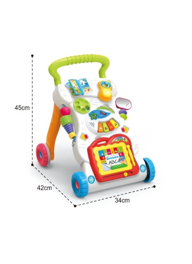 Baby Walker Toy with Light & Music for 9+ Months – Interactive Learning Walker for Babies, White