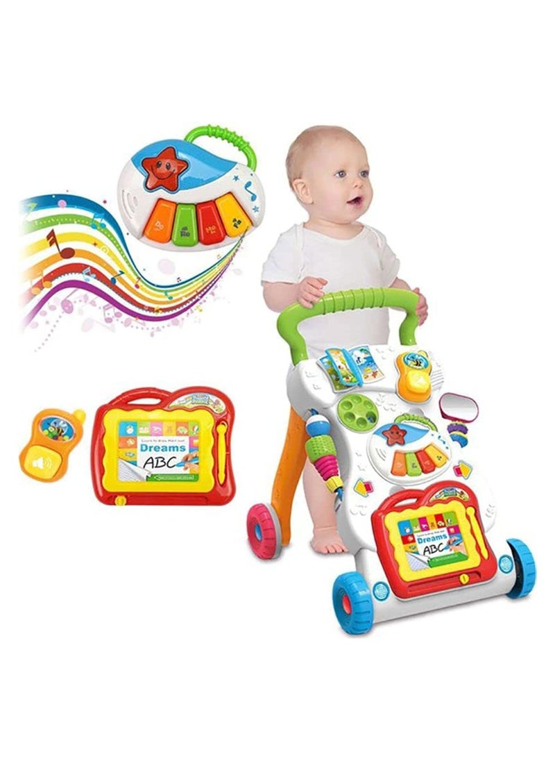 Baby Walker Toy with Light & Music for 9+ Months – Interactive Learning Walker for Babies, White