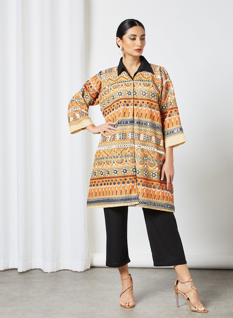 Printed Modest Tunic And Pants Set Multicolour