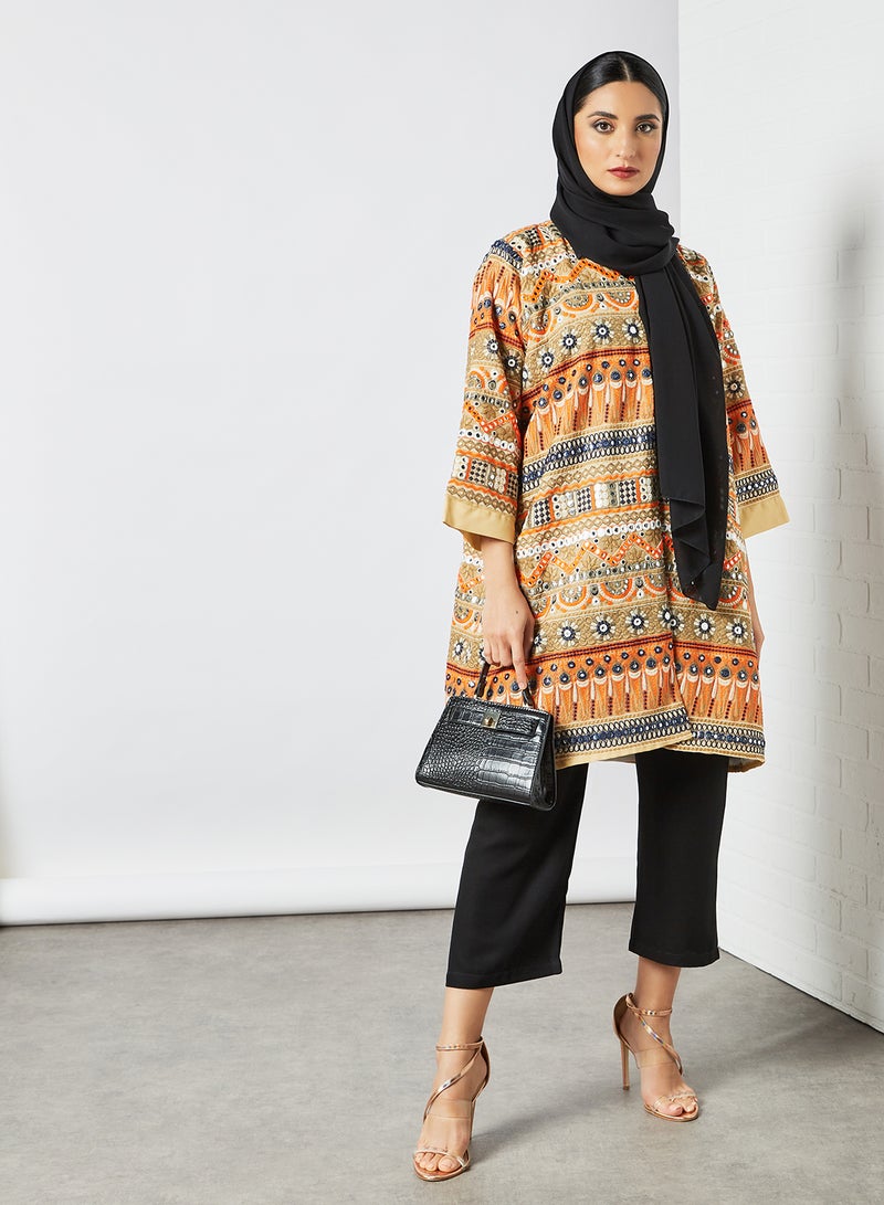 Printed Modest Tunic And Pants Set Multicolour