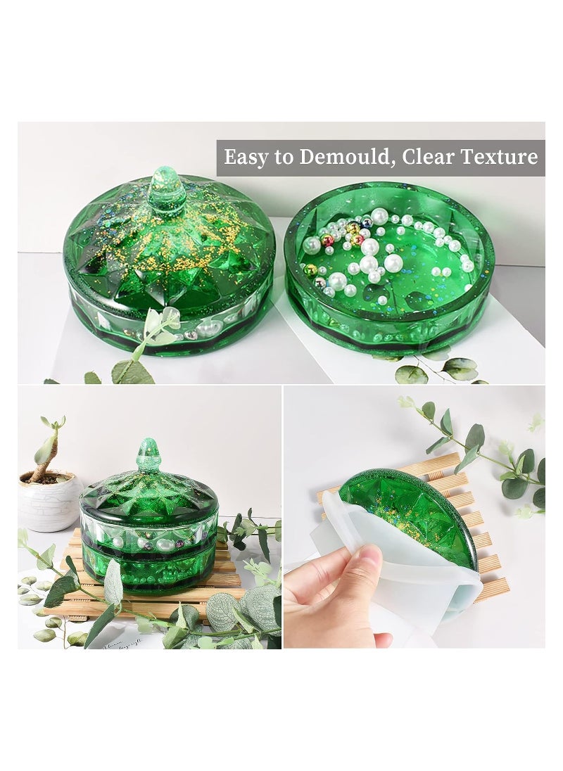 Silicone Storage Box Resin Mold, DIY Decoration Crafts Mold for Jewelry Trinket Container Candle Holder, Resin Jar Container Mould for Epoxy Casting, Stackable Organizer Decor Mold