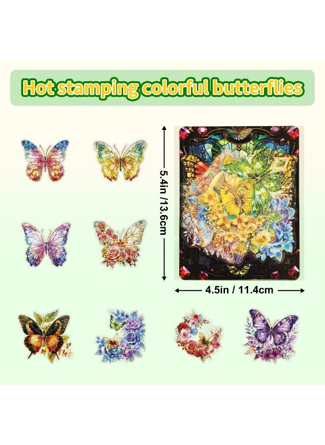 30 Pcs Laser Foil Gold Butterfly Floral Stickers for DIY Planner Decoration - Creative Craft Supplies