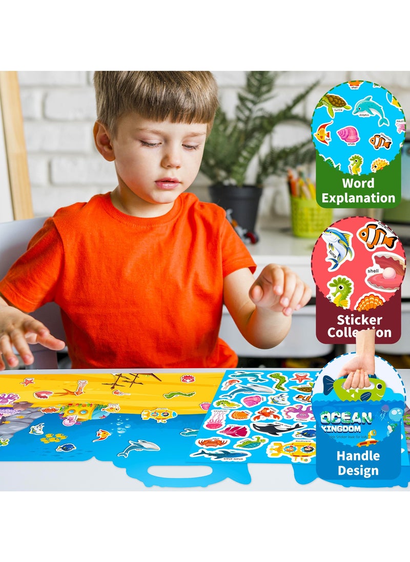 Reusable Sticker Books for Kids 2-4, 3 Sets Sticker Books for Toddlers 1-3, Toddler Sticker Book Age 2-4, Cute Waterproof Stickers for Kids Teens Girls Boys, Birthday Gifts