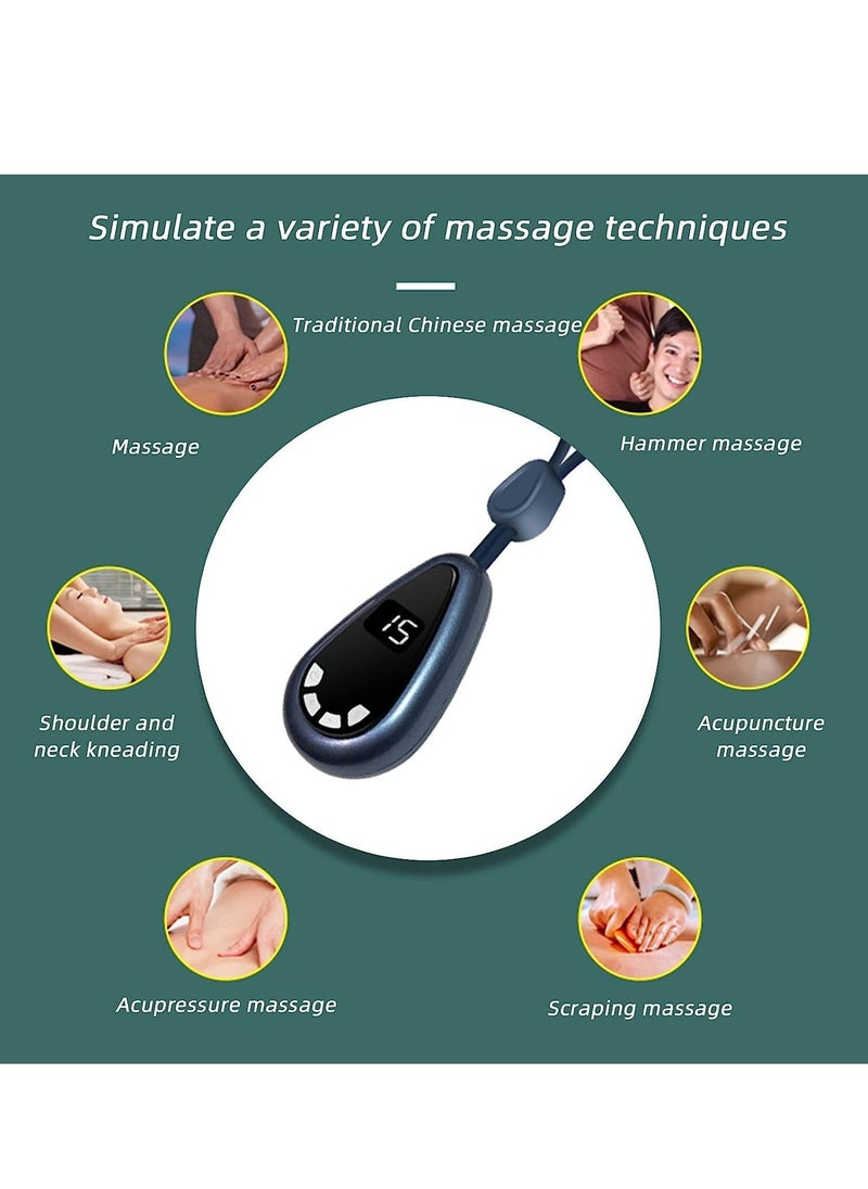 Smart Neck Massager, Pendant Mini Neck Massager with Heat 0-52℃ Electric Neck Massager with 6 Modes 15 Levels with EMS Dual Pulse Technology, for Women and Men