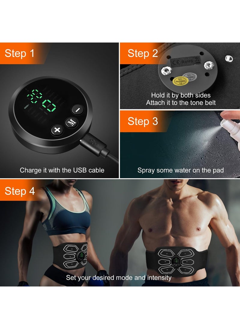 Ab Stimulator, Abdominal Toning Trainer, Electronic Strength Training Waist Belt and Armband, EMS Fitness Strength Training Workout Equipment for Men and Women for Enhanced Core Strength