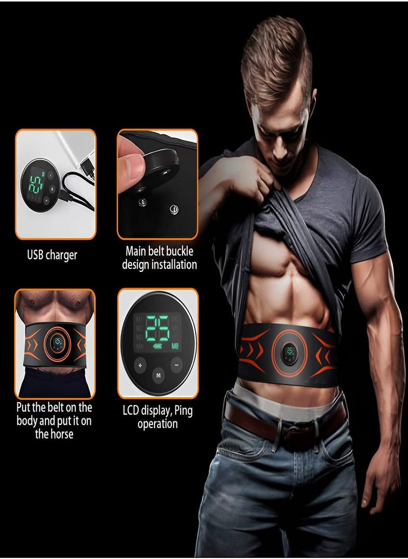 Abs Stimulator, with Figure 8 Resistance Band, Ab Machine, Fitness Workout Equipment for Men Women Abdominal Muscle Burn Fat and Loss Weight at Home, Office, Abdominal Workout Belt 24