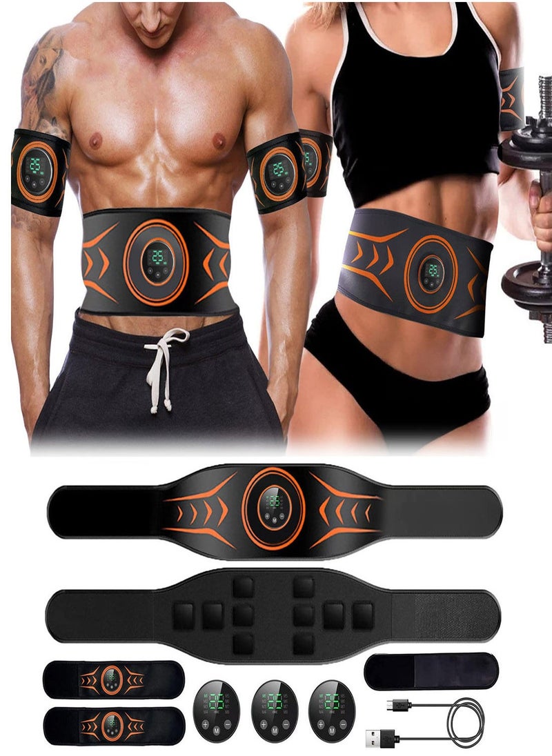 Abs Stimulator, with Figure 8 Resistance Band, Ab Machine, Fitness Workout Equipment for Men Women Abdominal Muscle Burn Fat and Loss Weight at Home, Office, Abdominal Workout Belt 24