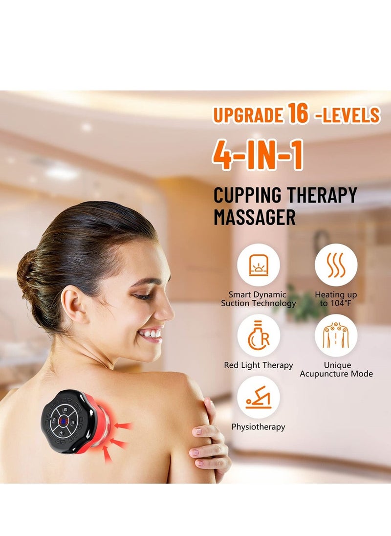 Electric Cupping Therapy Set, Electric Cupping Massager, Cellulite Massager, 4 in 1 Massage Vacuum Therapy Machine Scrapping Cupping Tool, 16 Levels Temperature & Suction