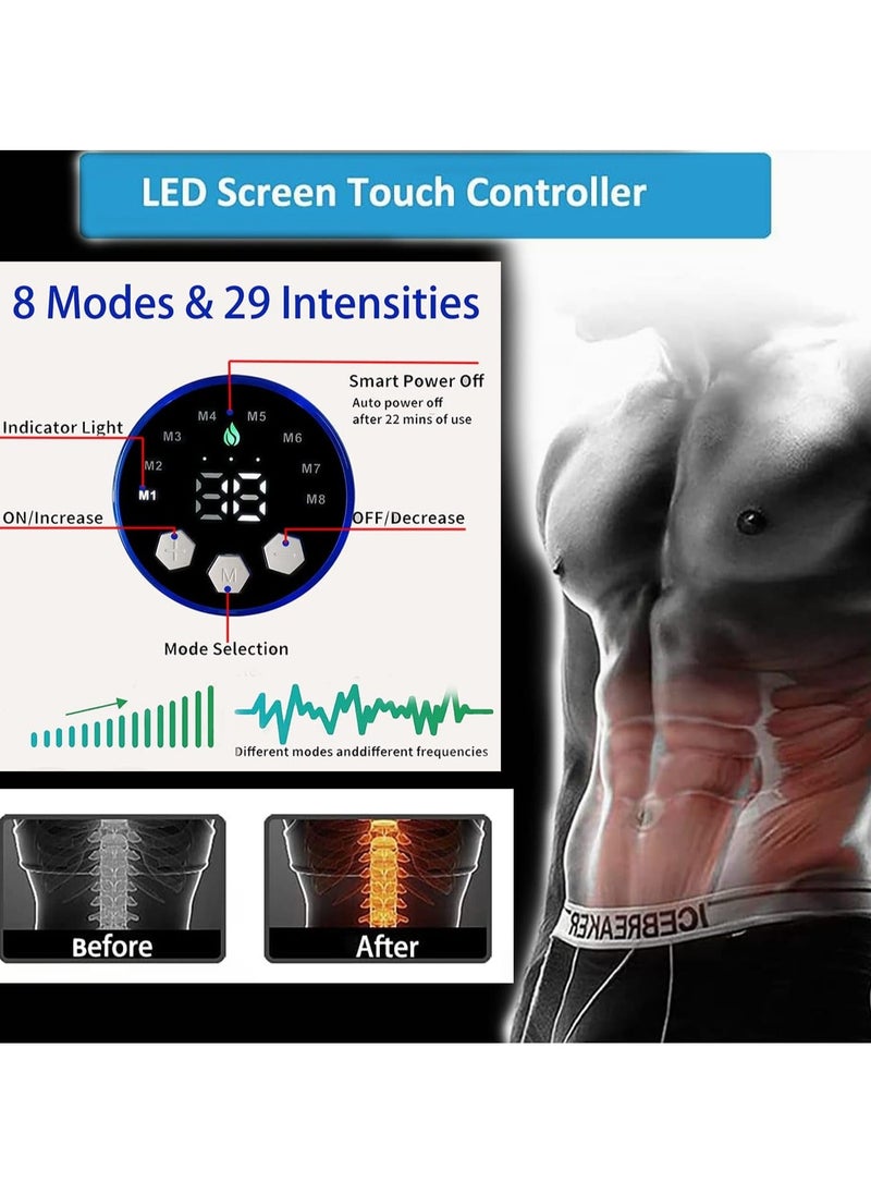 EMS Muscle Stimulator, Abdominal Muscle Toner 8 Modes 29 Intensities Abs Trainer Electronic Toning Belts home workout equipment, Abs Stimulator 2023 Full Body ABS/Arm/Leg