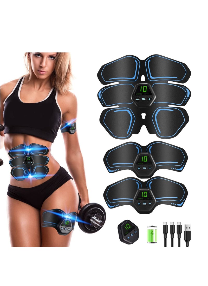 ABS and EMS Muscle Stimulator Ab Trainer with 10 Modes 20 Levels USB Rechargeable LCD Screen Portable Muscle Trainer Abdominal Toning Belt Muscle Trainer for Abdominal Arm Leg Fitness Workouts