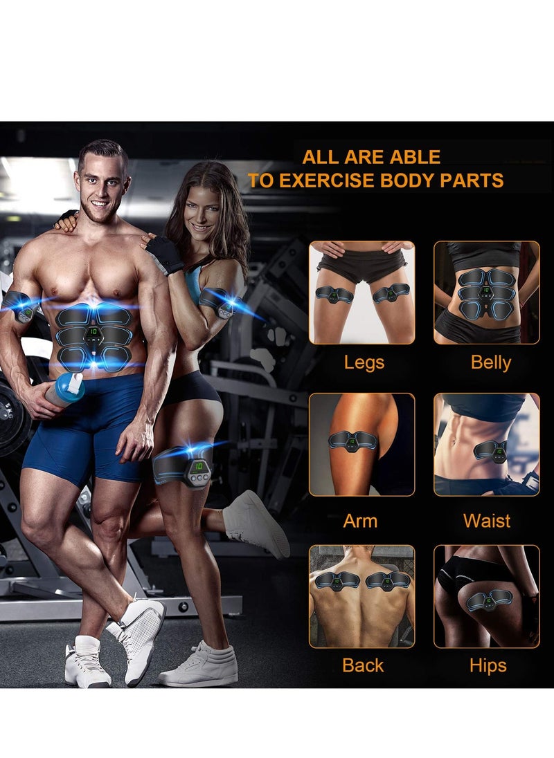 ABS and EMS Muscle Stimulator Ab Trainer with 10 Modes 20 Levels USB Rechargeable LCD Screen Portable Muscle Trainer Abdominal Toning Belt Muscle Trainer for Abdominal Arm Leg Fitness Workouts