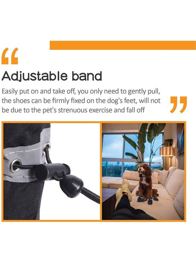 Dog Boots, 4 Pcs Light Duty Water Resistant Dog Boots, Winter Dog Shoes with Reflective Straps Anti-Slip Sole Breathable Outdoor Dog Paw Protection
