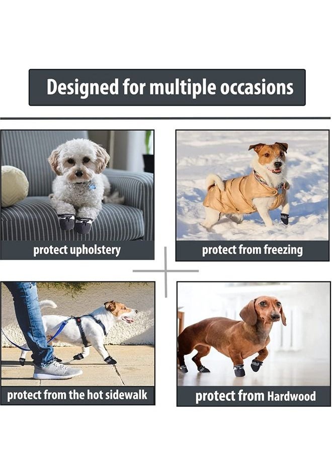Dog Boots, 4 Pcs Light Duty Water Resistant Dog Boots, Winter Dog Shoes with Reflective Straps Anti-Slip Sole Breathable Outdoor Dog Paw Protection