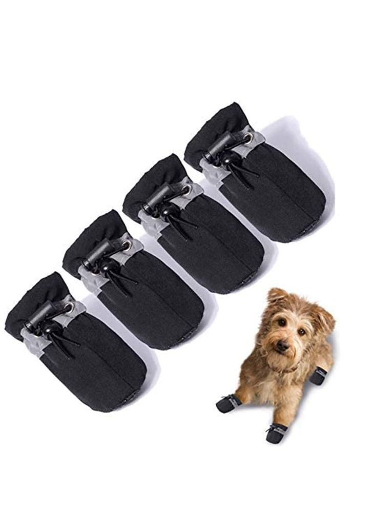 Dog Boots, 4 Pcs Light Duty Water Resistant Dog Boots, Winter Dog Shoes with Reflective Straps Anti-Slip Sole Breathable Outdoor Dog Paw Protection