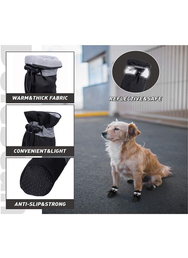 Dog Boots, 4 Pcs Light Duty Water Resistant Dog Boots, Winter Dog Shoes with Reflective Straps Anti-Slip Sole Breathable Outdoor Dog Paw Protection