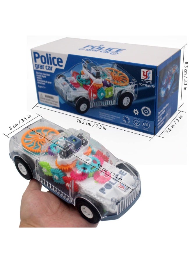 Baby Toddler Police Car Electric Toy with Auto Driving, Transparent Gears, Music & Lights – Fun Kids Gift