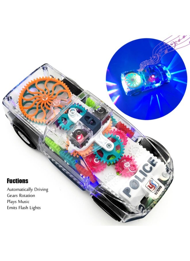 Baby Toddler Police Car Electric Toy with Auto Driving, Transparent Gears, Music & Lights – Fun Kids Gift