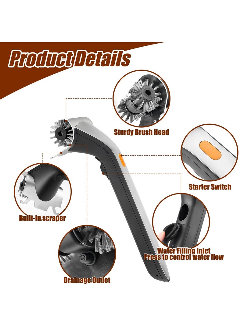Electric Steam BBQ Grill Brush, Stainless Steel Bristles, Multi-Functional Grill Cleaning Tool