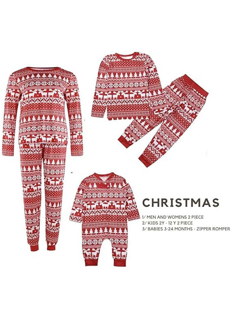 Christmas Family Matching Pajamas Classical Nightwear Sleepwear Sets Long Sleeve Pjs for for Adults Kids and Baby Holiday Xmas Sleepwear Set (Men)