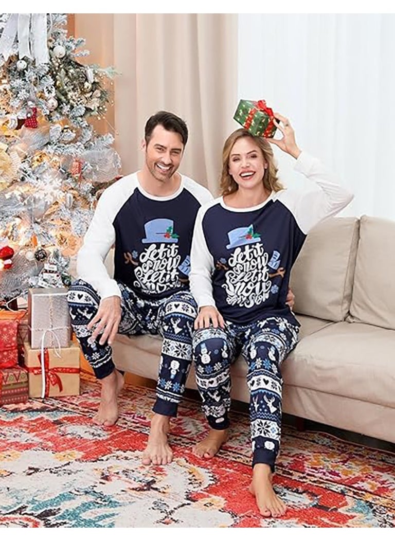 Christmas Family Matching Pajamas Classical Nightwear Sleepwear Sets Long Sleeve Pjs for for Adults Kids and Baby Holiday Xmas Sleepwear Set (Men)