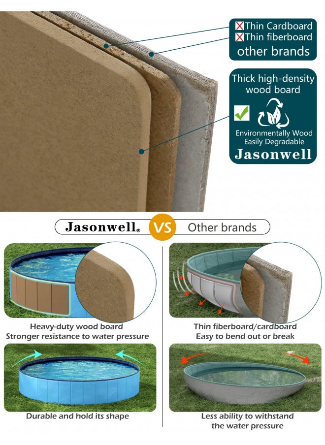 Jasonwell Foldable Dog Pet Bath Pool Collapsible, Bathing Tub Kiddie Pool for Dogs Cats and Kids (32inch.D x 8inch.H, Blue)