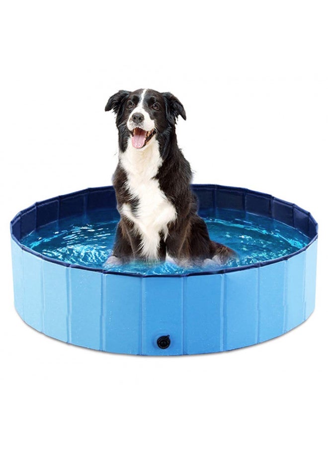 Jasonwell Foldable Dog Pet Bath Pool Collapsible, Bathing Tub Kiddie Pool for Dogs Cats and Kids (32inch.D x 8inch.H, Blue)