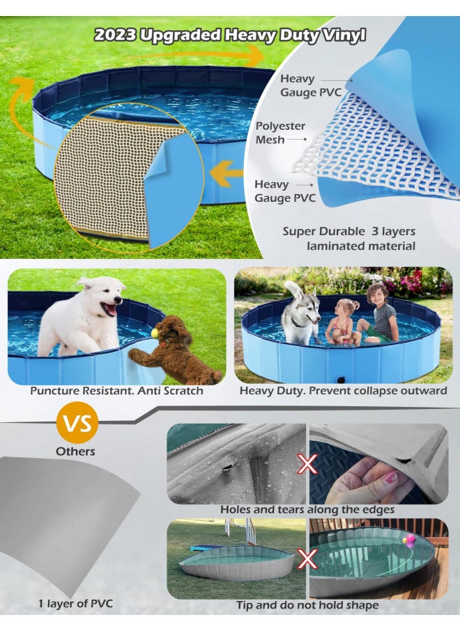 Jasonwell Foldable Dog Pet Bath Pool Collapsible, Bathing Tub Kiddie Pool for Dogs Cats and Kids (32inch.D x 8inch.H, Blue)