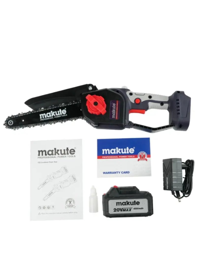 Cordless Chainsaw, 20V Brushless Firewood Cutting Saw with Ergonomic Handle, Powerful Motor for Heavy-Duty Woodcutting, 5800rpm, CEC111-6-BL