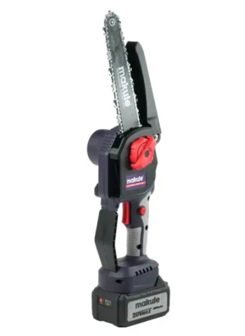 Cordless Chainsaw, 20V Brushless Firewood Cutting Saw with Ergonomic Handle, Powerful Motor for Heavy-Duty Woodcutting, 5800rpm, CEC111-6-BL