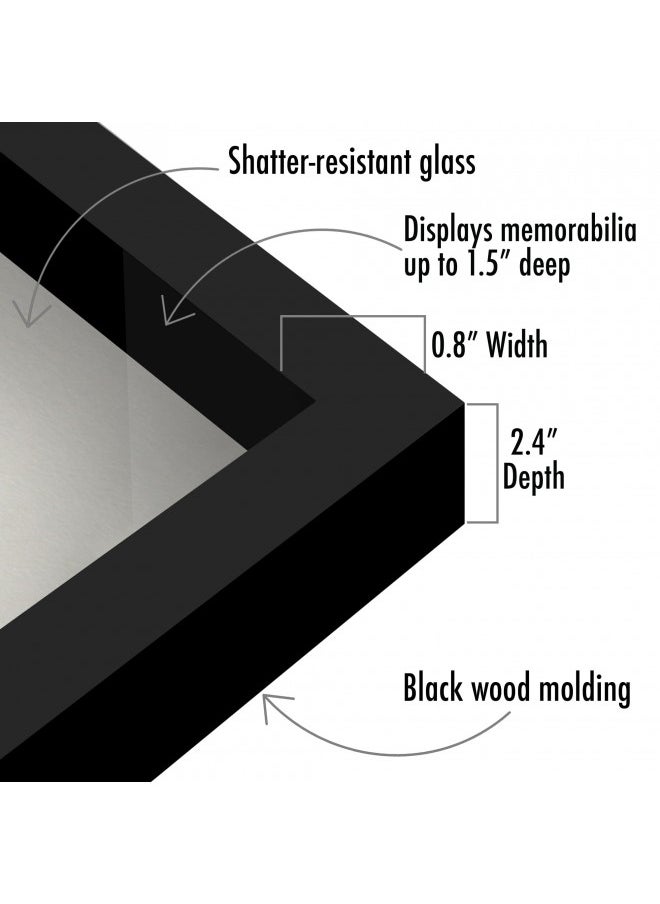 Americanflat 11x14 Shadow Box Frame in Black with Soft Linen Back - Composite Wood with Polished Glass for Wall and Tabletop