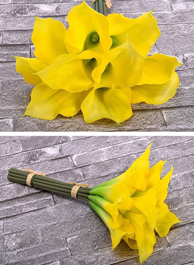 12-Piece Artificial Calla Lily Flowers With Stems Yellow 30X10centimeter