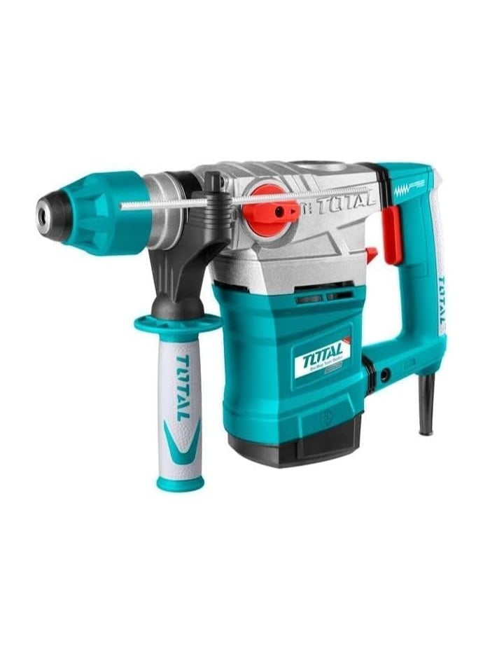 Total Eclectic Rotary Hammer TH118366 - 1800W 7.0J Impact Drill for Concrete, Steel & Wood - SDS Plus Chuck with Chisel-Locking System - Includes 3 Drills, 2 Chisels & Extra Carbon Brushes