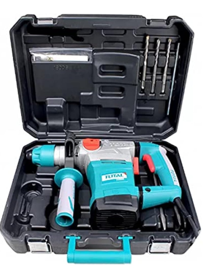 Total Eclectic Rotary Hammer TH118366 - 1800W 7.0J Impact Drill for Concrete, Steel & Wood - SDS Plus Chuck with Chisel-Locking System - Includes 3 Drills, 2 Chisels & Extra Carbon Brushes