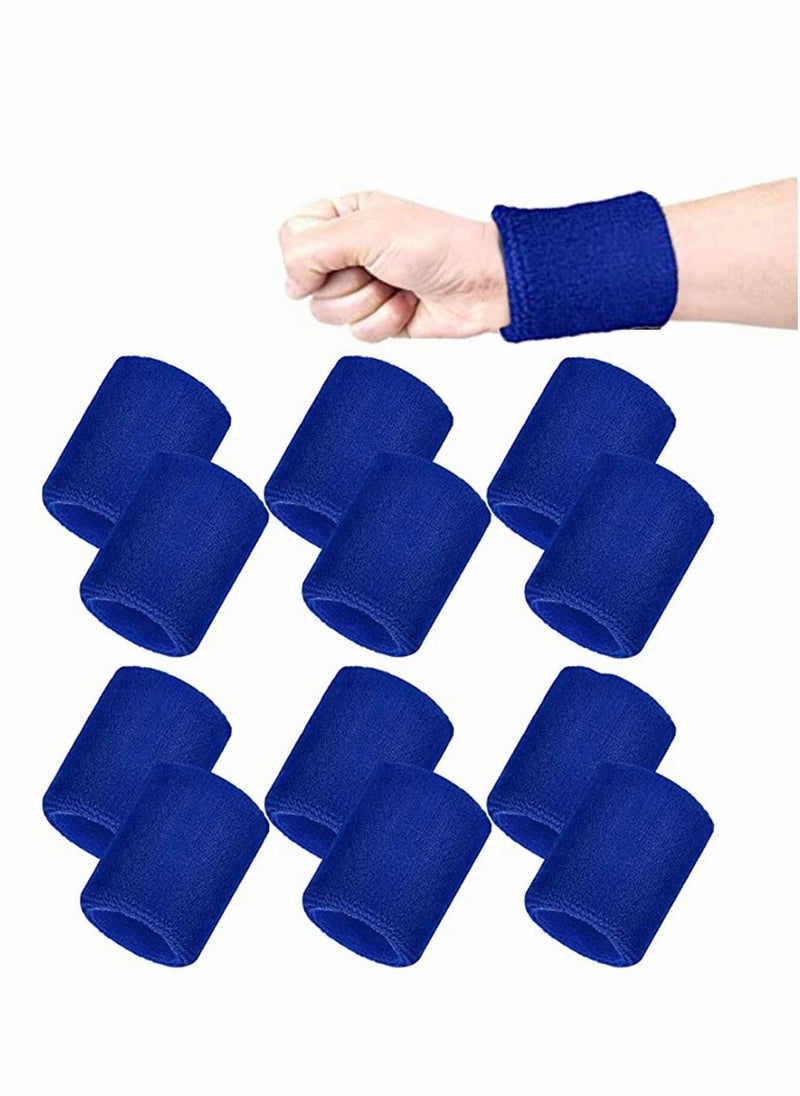 12 Pack Sweatbands Sports Wristband Cotton Sweat Band for Men Women, Good for Tennis, Basketball, Running, Gym, Working Out