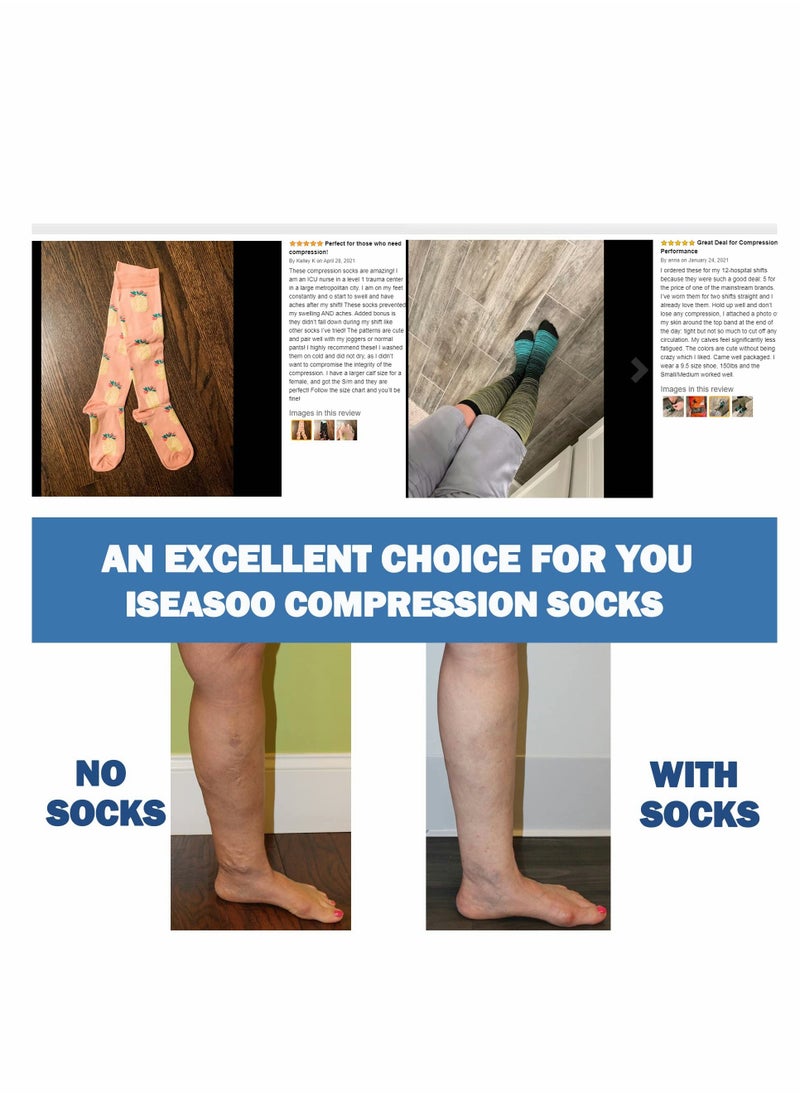 Compression Socks, 4 Pairs for Women and Men, 20-30 mmHg is Best for Athletic, Travel, Running, Fitness, Reduce Calf Pain Faster Recovery(Multicolors) L/XL