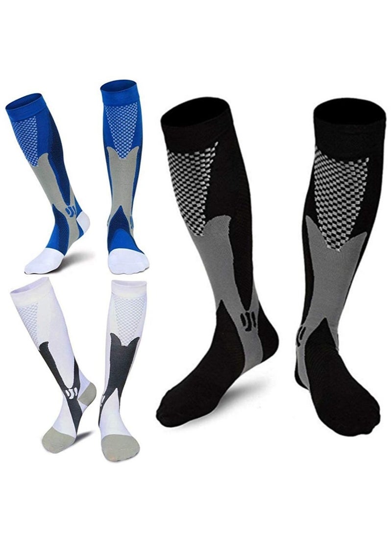 Compression Socks (3 Pairs) for Men Circulation 20-30 mmHg Medical Compression Stockings Women Nursing