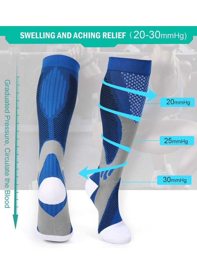 Compression Socks (3 Pairs) for Men Circulation 20-30 mmHg Medical Compression Stockings Women Nursing(L-XL)