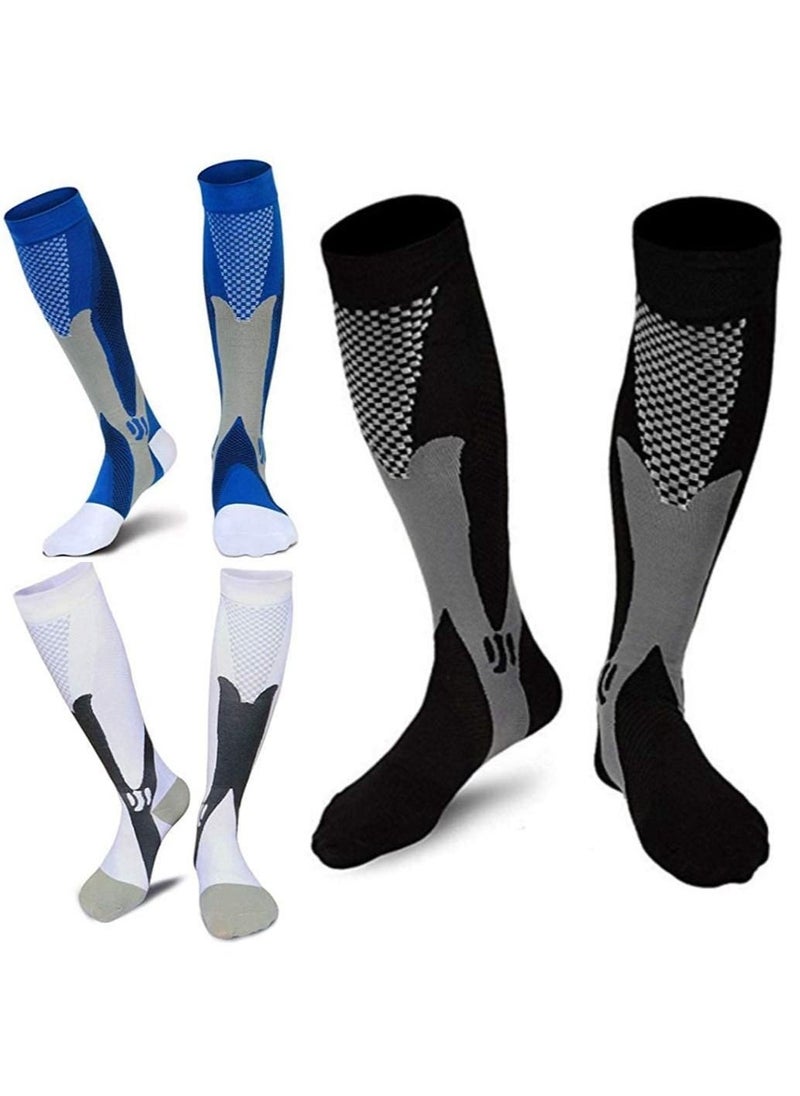 Compression Socks (3 Pairs) for Men Circulation 20-30 mmHg Medical Compression Stockings Women Nursing(L-XL)