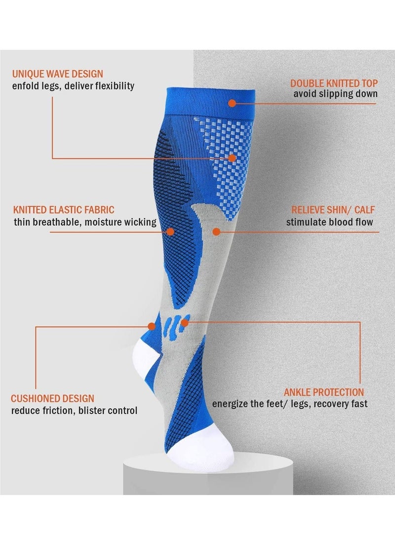 Compression Socks (3 Pairs) for Men Circulation 20-30 mmHg Medical Compression Stockings Women Nursing(L-XL)