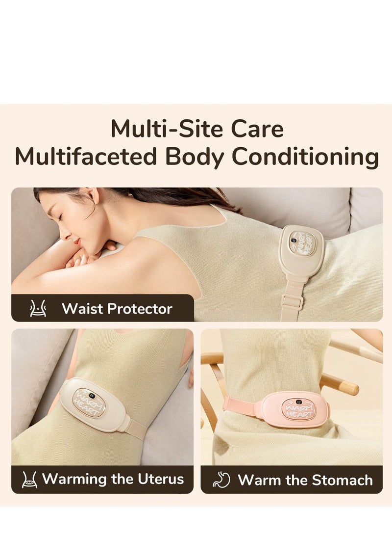 Portable Cordless Heating Pad, Electric Waist Belt Device, Fast Pad with 6 Vibration Modes and 3 Levels Back or Belly for Women Girl