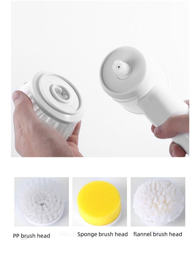 Electric Rotary Cleaning Brush, Also Known As An Electric Cleaning Brush. It Comes With 3 Replaceable Brush Heads And Is A Cordless And Waterproof Brush. It Is An Electric Scrubber Used For Cleaning Bathrooms, Balconies, Kitchens, Doing The Dishes, Etc., And For Cleaning Sinks.